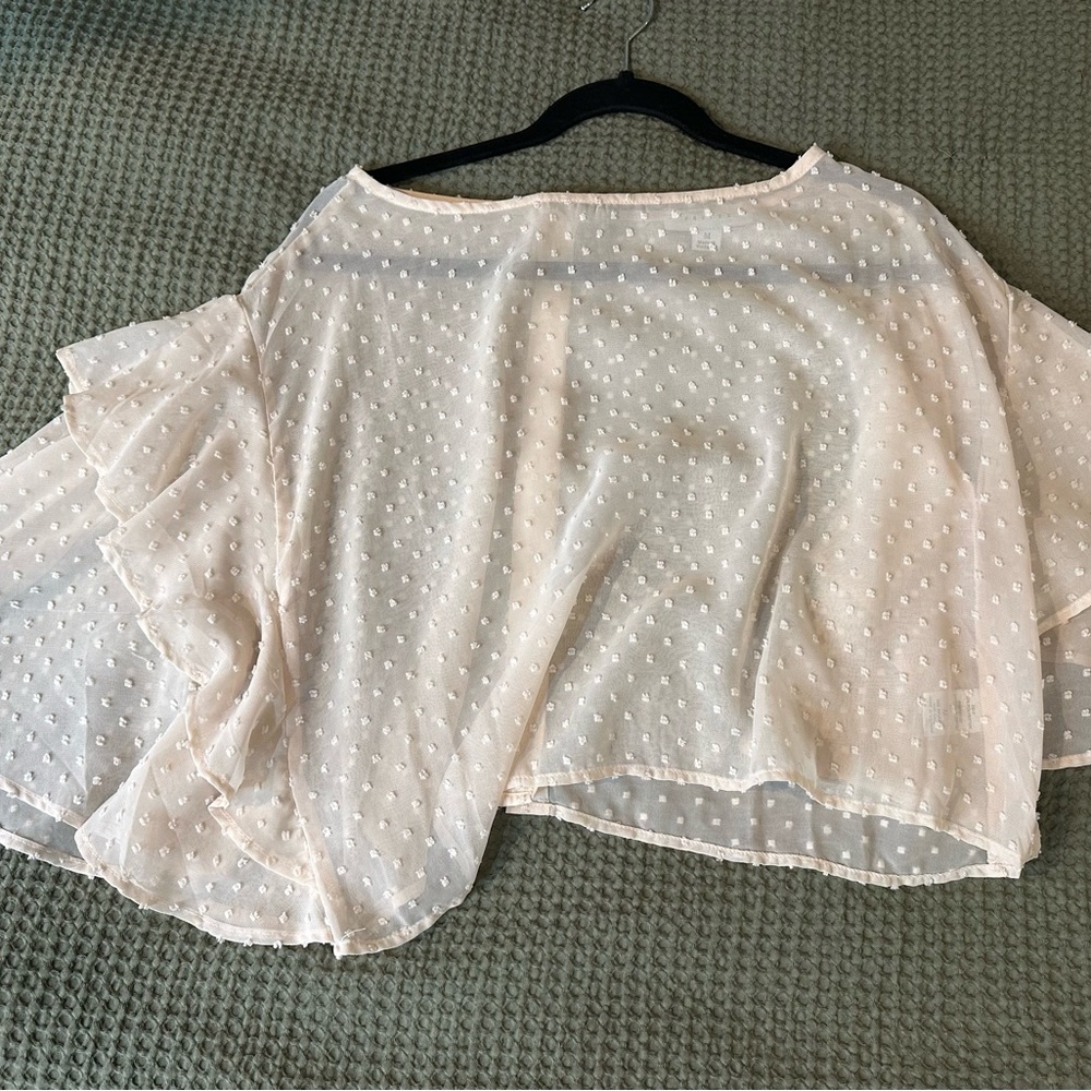FAVLUX White Flutter Sleeve Ruffled Blouse